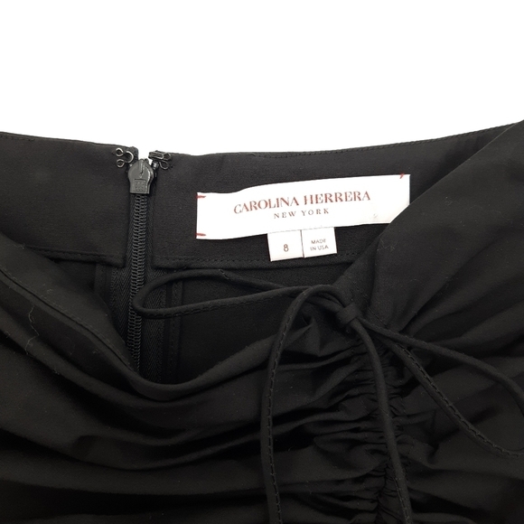 Carolina Herrera | Resort Runway Draped Midi Skirt in Black - Picture 9 of 11